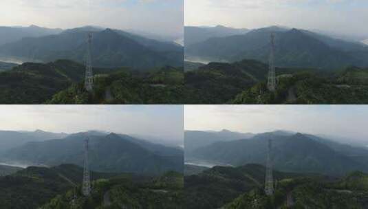 航拍大山中5G信号塔高清在线视频素材下载