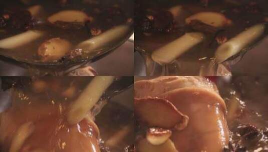 卤肉老汤汤底炖肘子高清在线视频素材下载