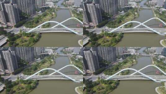 广州南沙蕉门桥航拍高清在线视频素材下载