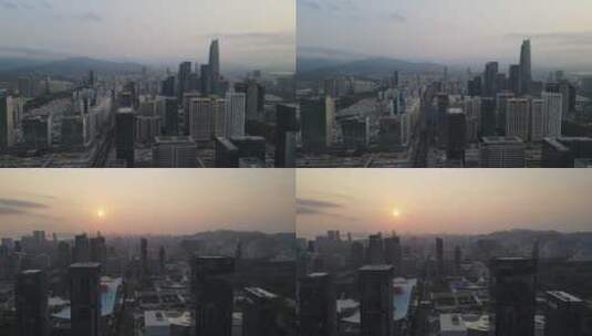 航拍深圳城市风光高楼建筑高清在线视频素材下载