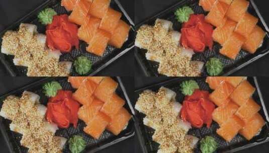 芝麻三文鱼寿司高清在线视频素材下载