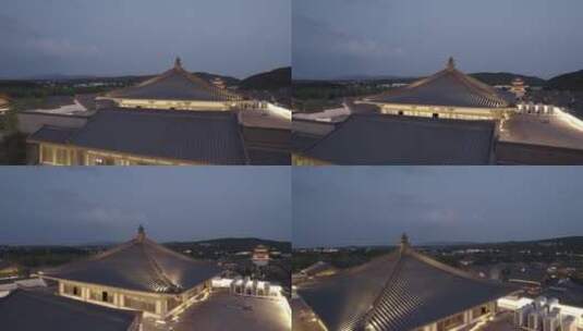 洛阳龙门龙门石窟伊河古街古建筑航拍高清在线视频素材下载