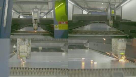高端工业用数控等离子激光切割机工业4.0高清在线视频素材下载