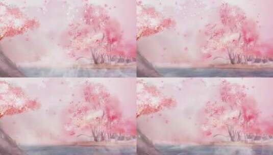 中国风粉色桃花林风景视频背景高清在线视频素材下载