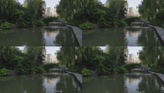 西安丰庆公园小桥湖水高清在线视频素材下载