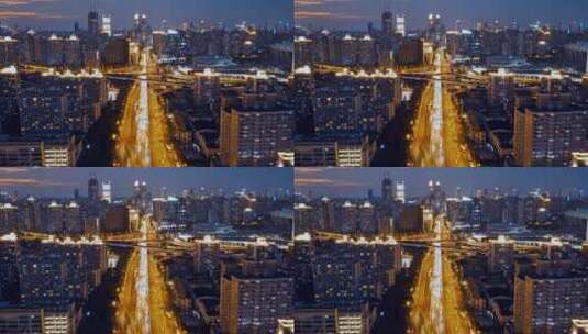 上海徐汇区夜景延时航拍高清在线视频素材下载