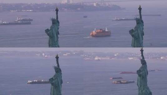 航拍纽约自由女神像高清在线视频素材下载