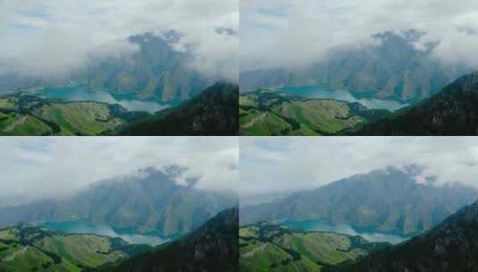 云雾缭绕的天山天池高清在线视频素材下载