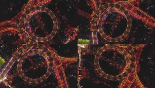 圆形的高架桥车流夜景高清在线视频素材下载