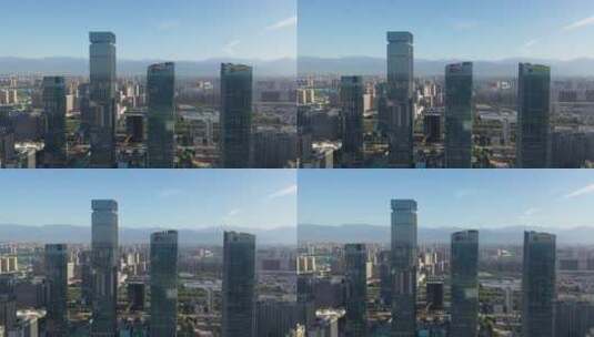 西安高新区都市之门天际线航拍风光高清在线视频素材下载