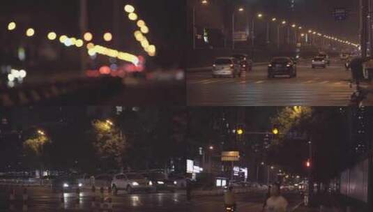 夜晚街景 红绿灯 路口车流 堵车高清在线视频素材下载