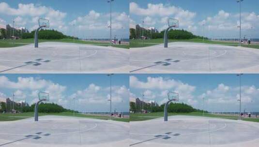 8k实拍海边篮球场高清在线视频素材下载