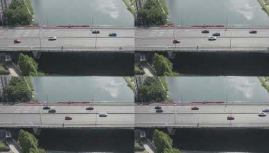 城市  街道 航拍 车流 郊区 交通 公路 桥高清在线视频素材下载