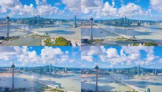 澳门与珠海城市海湾风光高清在线视频素材下载