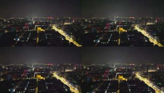 航拍湖北襄阳城市夜景交通高清在线视频素材下载