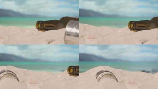 海滩上的瓶子高清在线视频素材下载
