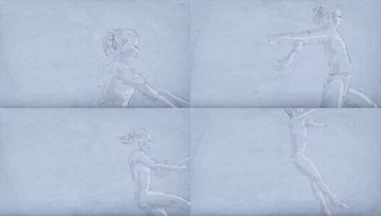 体操女孩的素描动画高清在线视频素材下载