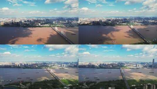 城市江景航拍高清在线视频素材下载