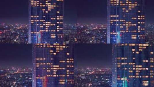 广州国际金融中心夜景航拍高清在线视频素材下载
