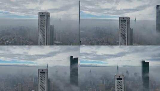 航拍南京平流雾云海风光高清在线视频素材下载