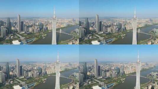 广州航拍广州塔珠江新城高清在线视频素材下载