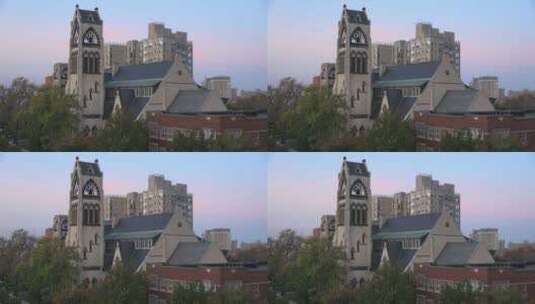 蓝天下的教堂建筑高清在线视频素材下载