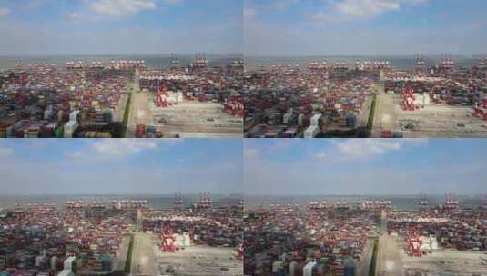 上海上港集箱外高桥码头国际物流集箱航拍ut高清在线视频素材下载