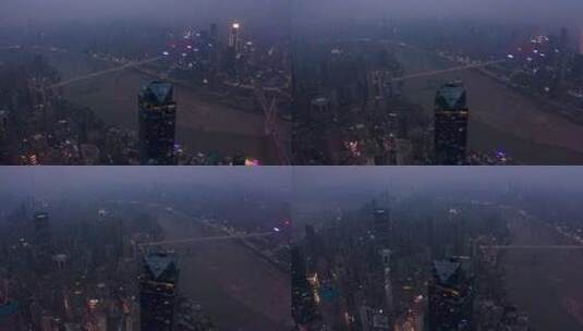重庆环球金融中心WFC繁华夜景航拍高清在线视频素材下载