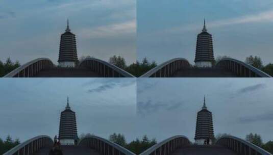 白塔堡白塔和桥高清在线视频素材下载