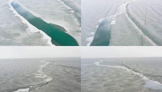 冬季青海湖 冰封湖面 冰湖 航拍高清在线视频素材下载