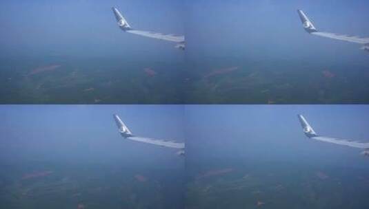 4k 高空中飞机机翼飞行特写高清在线视频素材下载