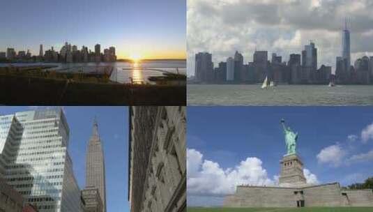 美国航拍 曼哈顿金融区 自由女神高清在线视频素材下载