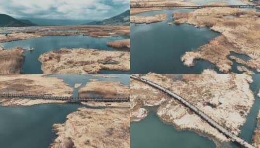 泸沽湖走婚桥高清在线视频素材下载