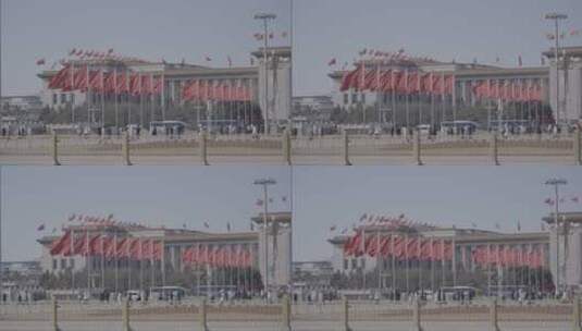 天安门广场红旗飘扬 两会召开高清在线视频素材下载