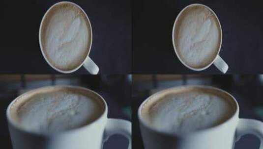 拿铁咖啡饮品特写高清在线视频素材下载