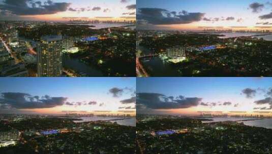 无人机日落视频迈阿密4k高清在线视频素材下载