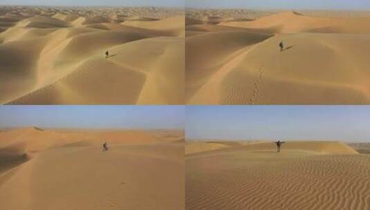 沙漠中孤独行走高清在线视频素材下载