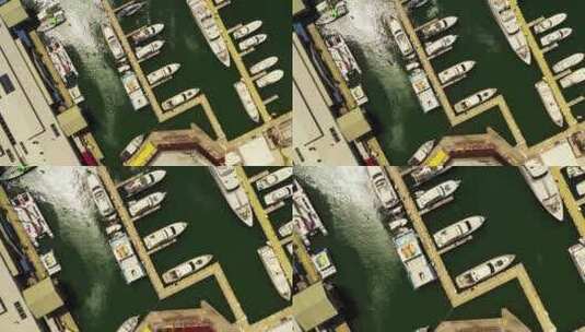 空中下降码头与船4k高清在线视频素材下载