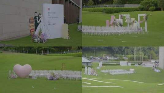广州户外婚礼活动下雨奔跑高清在线视频素材下载