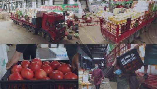 农贸市场蔬菜批发配送搬运高清在线视频素材下载