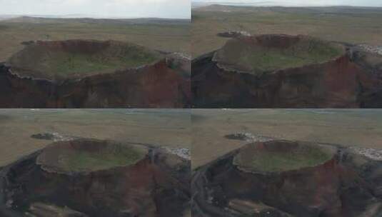 乌兰察布6号火山航拍高清在线视频素材下载