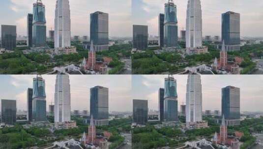 上海日落 金桥 碧云社区  产业服务园区高清在线视频素材下载