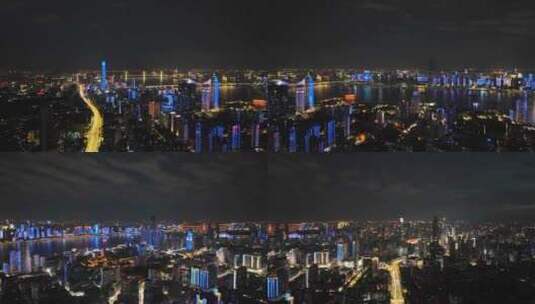 武汉夜景航拍高清在线视频素材下载