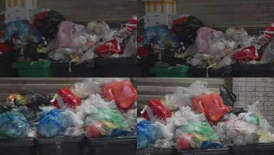 脏乱差垃圾堆城中村街边环境高清在线视频素材下载