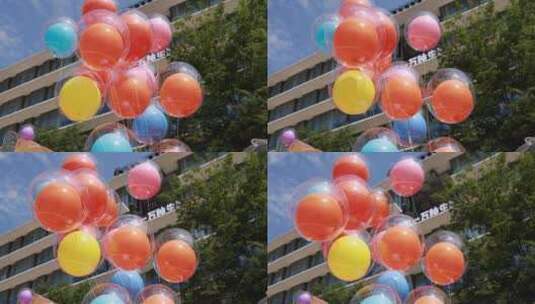 彩色气球飘在空中高清在线视频素材下载