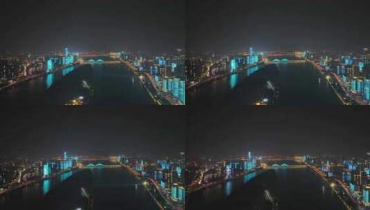 长沙湘江两岸夜景风光都市江滨城市夜晚风景高清在线视频素材下载