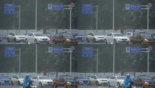 雨天 下雨 城市风光 写意 台风 雨中景色高清在线视频素材下载