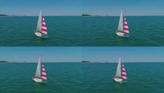 海上航行的帆船高清在线视频素材下载