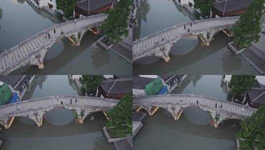 航拍上海松江仓桥古镇旅游景点高清在线视频素材下载