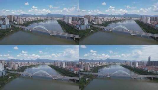 江西赣州章江大桥航拍高清在线视频素材下载